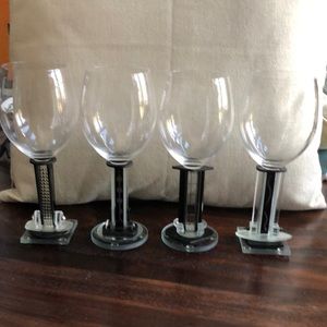 Ponzini Art Glass 4 signed wine glasses